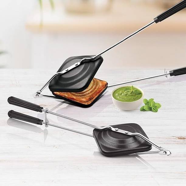 SHRIKHATUSHYAM Non-Stick Sandwich Toaster with Handle – Gas Stove Compatible Bread Maker 0 W Pop Up Toaster