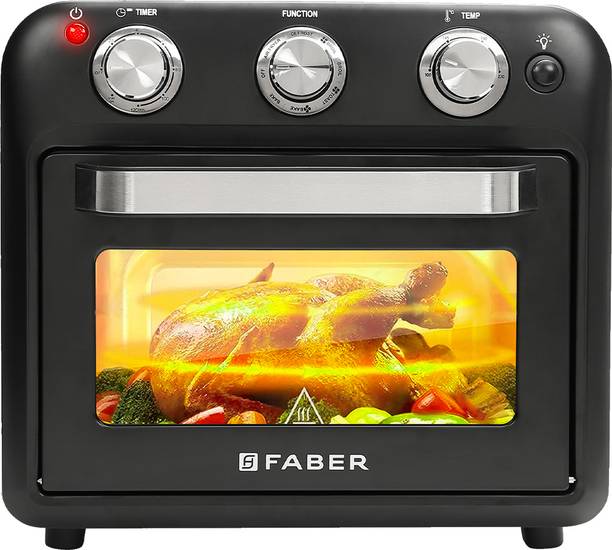 FABER 20-Litre Oven Toaster Grill OTG AirOven 20L 1500W, 5 Preset Auto Program, 360 Heating, FAF 20L Oven 2 in 1 BK, Black