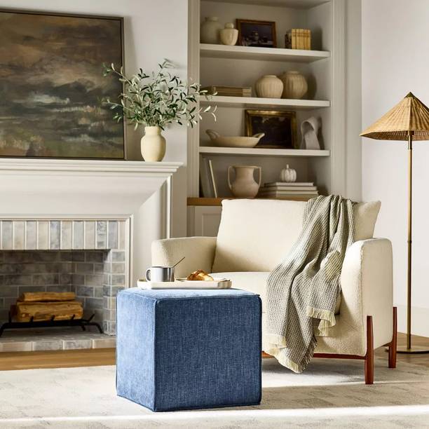 woodmania Fabric Cube Ottoman