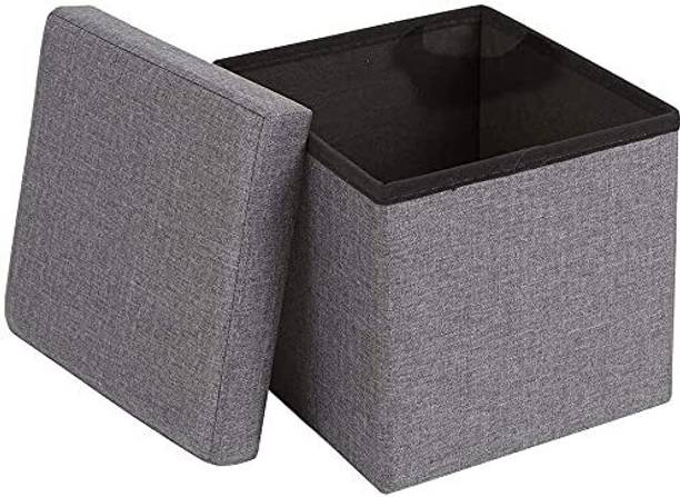 SKYBUCKET Portable & Foldable Storage Stool for Living Room 30x30 Grey Living & Bedroom Stool