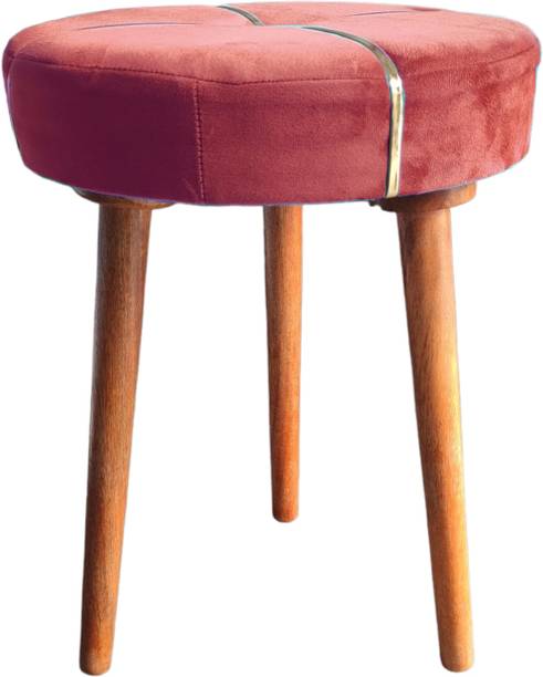 TFS Wood Round Cushion Stool 15" for Bedroom/Living Room/Office Stool