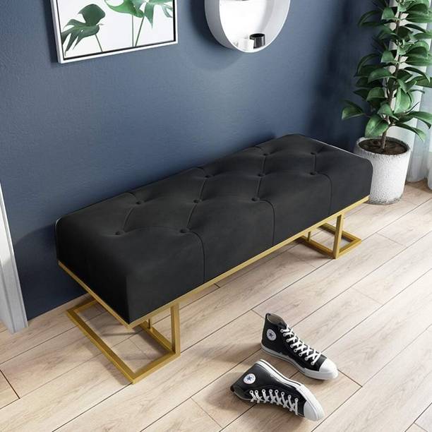 ModWood ModWood Velvet Tufted Bench Metal 3 Seater