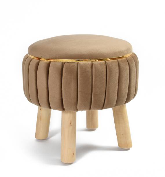 Brown Wood Foam Standard Ottoman