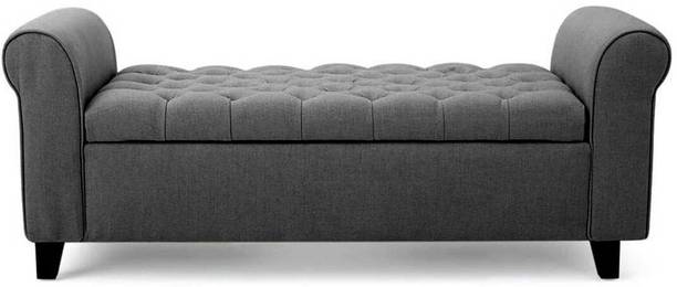 India wood mart Wooden Upholstered Storage Bench 2 Seater Sofa Couch Poufffe Storage Ottoman Solid Wood 2 Seater