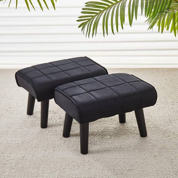 MartDecor Wooden Leg Padded Footstool Ottoman – Soft Velvet Finish (14x10x9 inches) Living & Bedroom Stool