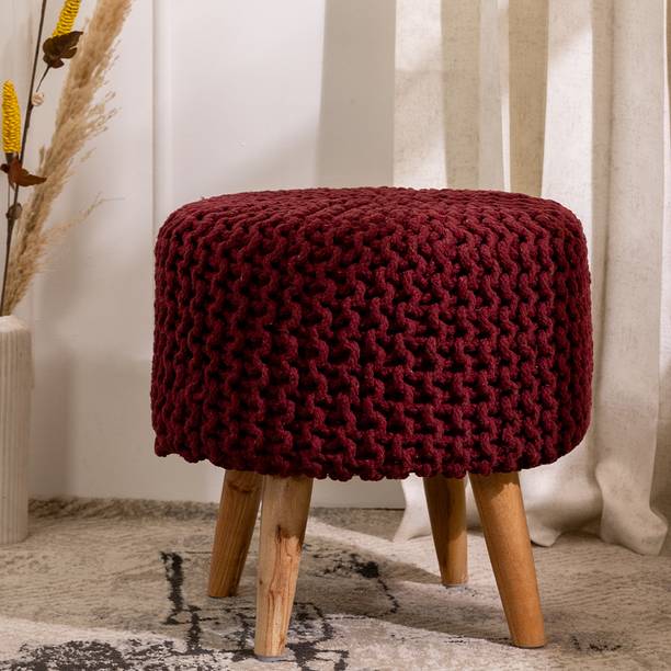 THREADVIBELIVING Solid Wood Standard Ottoman