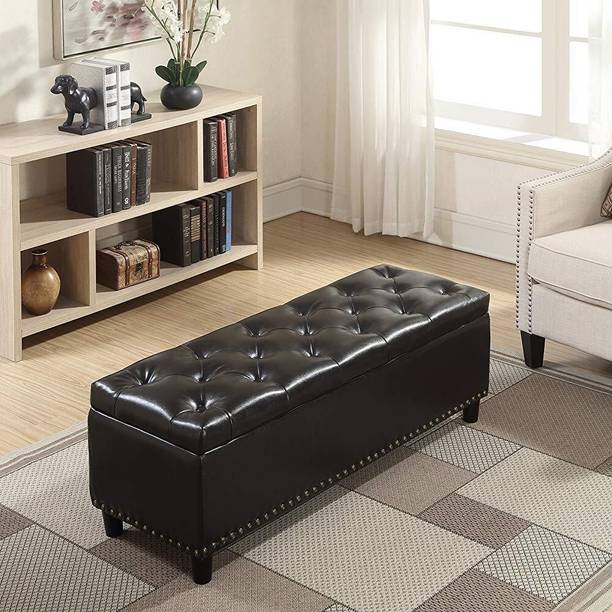 India wood mart Leather Standard Ottoman