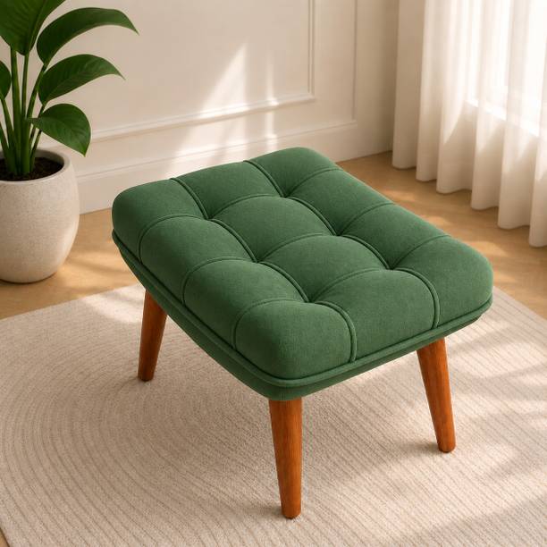CUSHVORA Solid Wood Standard Ottoman