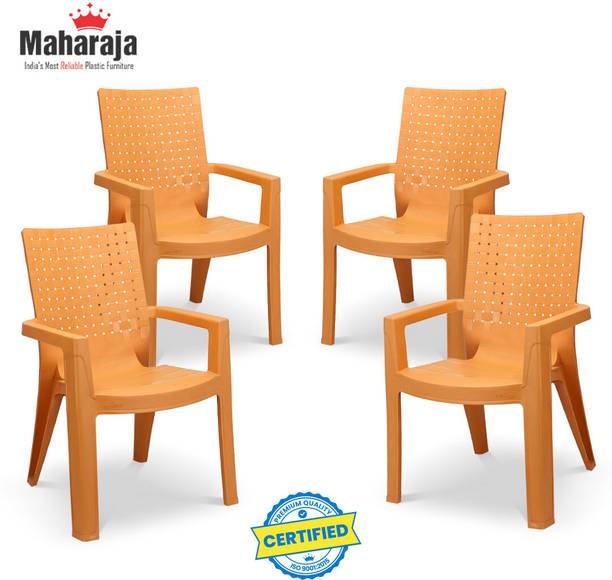 MAHARAJA Matrix for Home, Office | Comfortable | Arm Rest | Bearing Capacity up to 200Kg Plastic Outdoor Chair