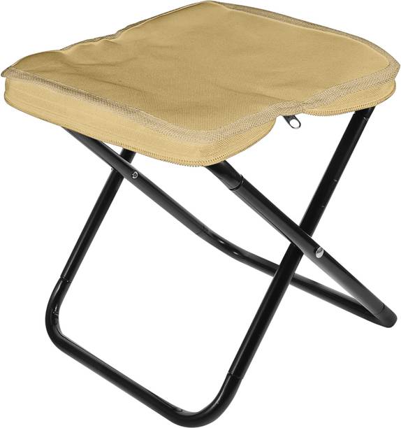 Rioware Portable Folding Stool 110 kg | Lightweight Camping & Fishing Stool | Cream Metal Outdoor Chair