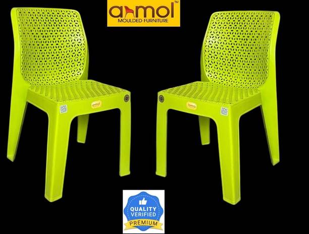 Anmol Diamond SET OF 2 Green FULLY COMFORT Plastic Cafeteria Chair