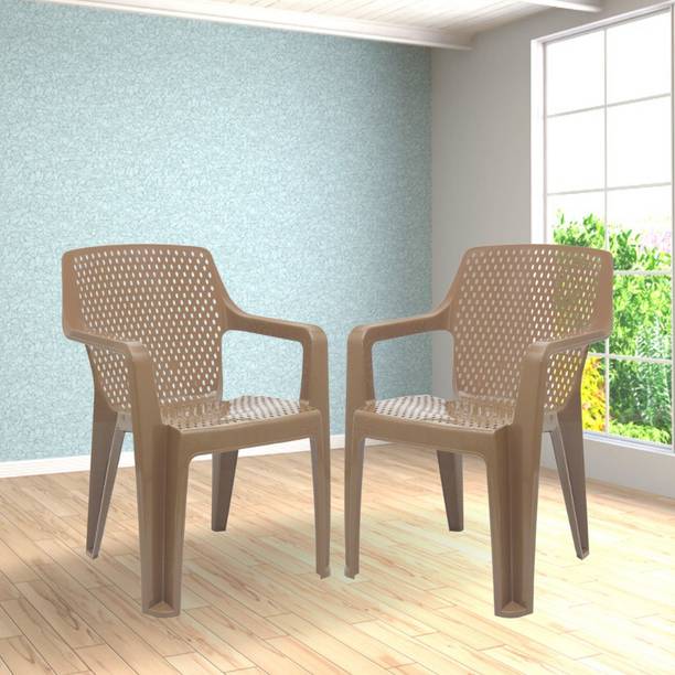 ITALICA Plastic Arm Chair for Home/Glossy Finish Chair for Dining Room, Bedroom/ Plastic Outdoor Chair