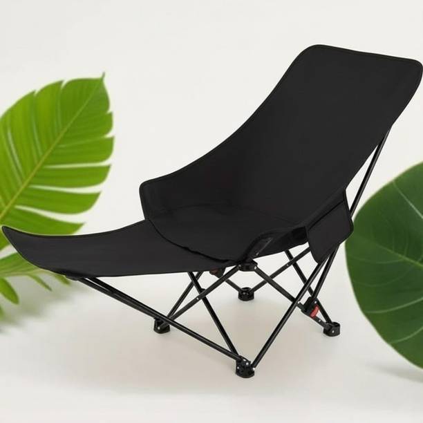 opriQ Folding Camping Chair, Lightweight Outdoor Lounge Recliner with Storage Pocket Synthetic Fiber Outdoor Chair