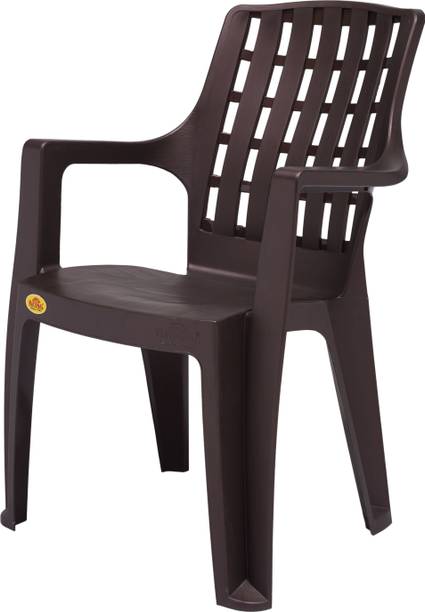 NP NATIONAL Since 1952 Spinex Matbrown Plastic Chair for Home, Office & Outdoor, Solid Back Support Plastic Outdoor Chair
