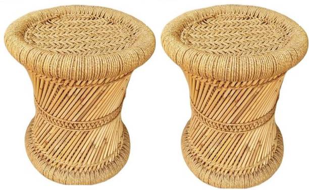 BHOOMI ENTERPRISES Rajasthani Handmade and Natural Bamboo Mudda Stool With Beige - 13 X 13 Inch Bamboo Outdoor Chair