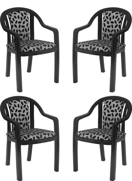 Supreme Ornate Plastic Chair With Cushioned Seat & Backrest|Sturdy Armchair For Balcony| Plastic Outdoor Chair