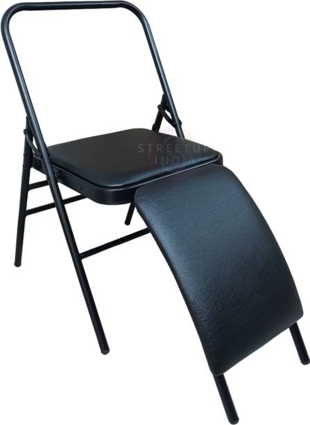 streetup india Iyengar Yoga Chair With Lumbar Back Support|Leather Cushion Seat Metal Outdoor Chair