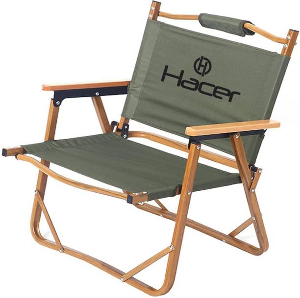 Hacer Carbon Steel Foldable Chair Outdoor Portable Armchair with Wooden Handle Solid Wood Outdoor Chair