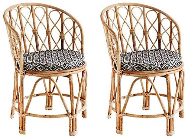 RAINBOW Bamboo cane chair (Natural, Antique) for living , office , study with cushion Cane Outdoor Chair