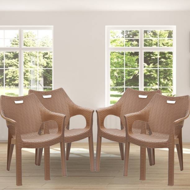 ITALICA Imperial Plastic Arm Chair Fortuner/Matte Finish Stackable Plastic Chair Set/ Plastic Outdoor Chair