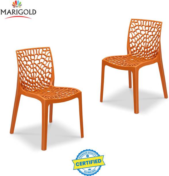Marigold Wave Stylish Heavy Duty | Stackable | Armless | for Garden and cafeteria Plastic Cafeteria Chair