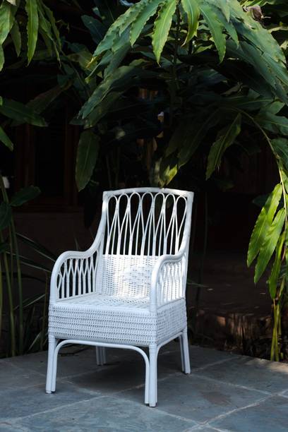 IRA White Elegant Wicker Arm Chair Perfect for Garden Comfortable and Eco-Friendly Bamboo Outdoor Chair