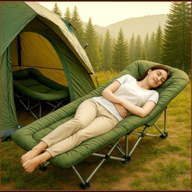 Nasmodo Folding Camping Sleeping Bed Adjustable Folding Bed Single Outdoor Bed Metal Single NA Bed, 190 cm x 68 cm (6.23 ft x 2.23 ft)