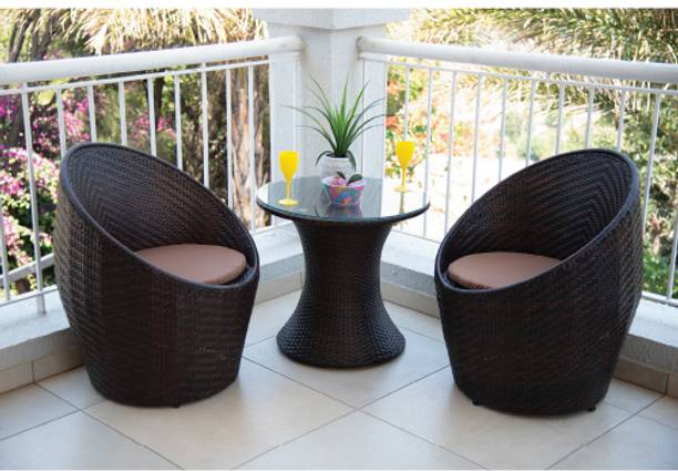 KLODOR Premium Designer Garden/Balcony/Terrace/Poolside Patio Seating Chair & Table Set Glass Outdoor Chair