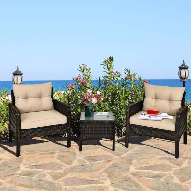 Kimber Street Outdoor Rattan Patio Coffee Chairs with Table Set (2+1) Garden,Balcony,Terrace Metal Outdoor Chair