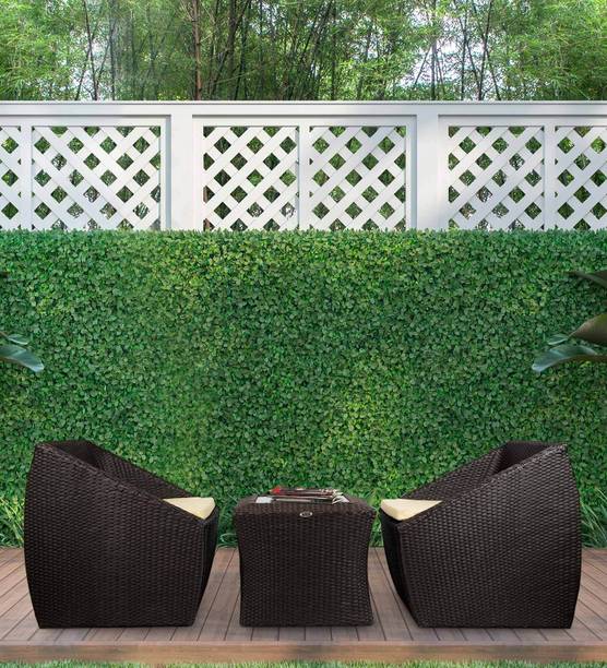 Outkraft Stockholm Wicker Table and Chair Set in Brown Colour Engineered Wood Outdoor Chair