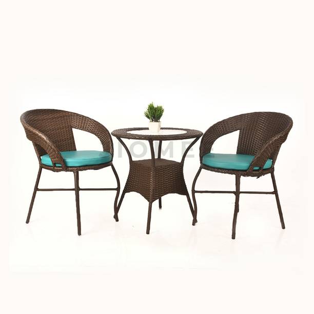 Kimber Street Outdoor Wicker Patio Coffee Chairs with Table Set Metal Outdoor Chair