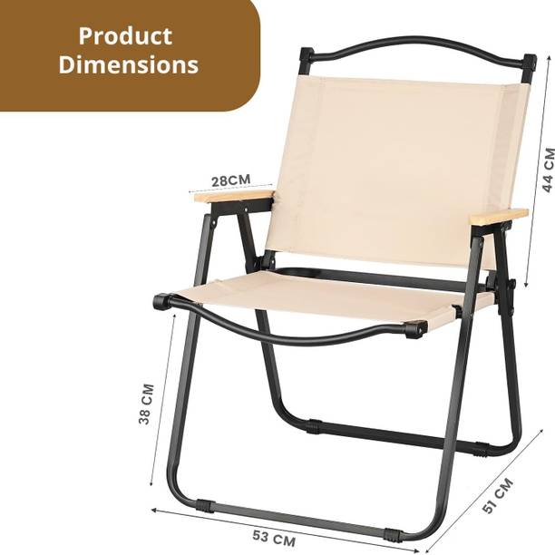 Oriley Hacer Folding Chair Portable and Lightweight Backrest with Wooden Armrest Fabric Outdoor Chair