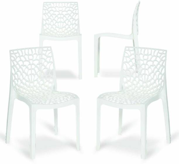 Binani Spider Web Series Plastic Armless chair Set|Modern Stackable Chair for Dining| Plastic Dining Chair