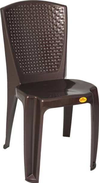 NP NATIONAL Since 1952 Armless Stackable Seat with Woven-Lattice Texture Versatile Indoor and Outdoor Plastic Outdoor Chair