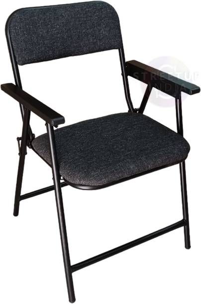 streetup india Folding Chair With Arm Rest With Fabric Cushion Seat Metal Cafeteria Chair