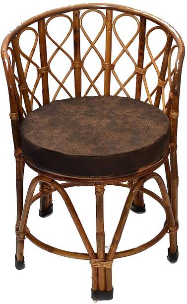 ZAANCREATION Bamboo Cane Chair with Cushion (Natural, Antique) Set Of 1 Cane Outdoor Chair
