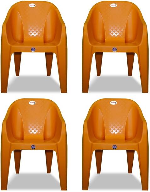 ARLAVYA Sofa Arm Chair for Office, Home, Garden, Color - Orange, Set of 4 Plastic Outdoor Chair