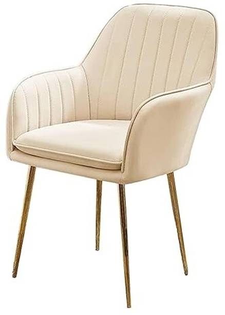 HAVYA Velvet Dining Chairs, Cushion Seat Chair for outdoor chair, pack of 1- off white Solid Wood Outdoor Chair