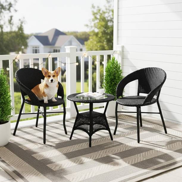 Kimber Street Outdoor Wicker Patio Coffee Chairs with Table Set Metal Outdoor Chair