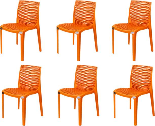 Petals Web Stylish Heavy Duty | Stackable | Armless | for Garden and cafeteria Plastic Outdoor Chair