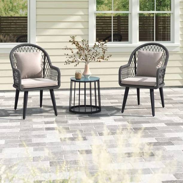 Jiomee Furniture Outdoor-Indoor Rattan Outdoor Patio Coffee Chair & Table Set Metal Outdoor Chair
