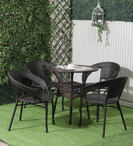 KLODOR Premium Designer Garden/Balcony/Terrace/Poolside Patio Seating Chair & Table Set Glass Outdoor Chair