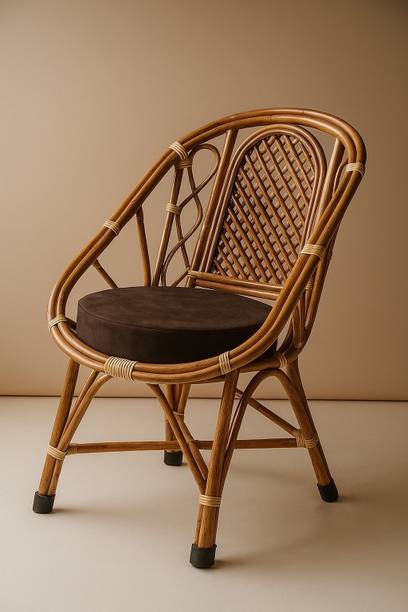 AVIKA Handcrafted Cane Bamboo Chair with Cushion | Wooden Chair for Home Bamboo Outdoor Chair