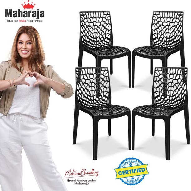 MAHARAJA Wave Stylish Heavy Duty | Stackable | Armless | for Garden and cafeteria Plastic Cafeteria Chair