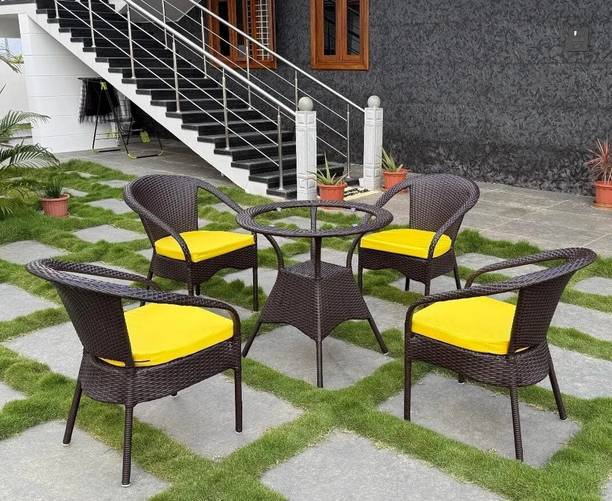 ZENTOX D08 4+1 Outdoor Indoor Patio Set Bistro Set Rattan Chair Patio Set Metal Outdoor Chair