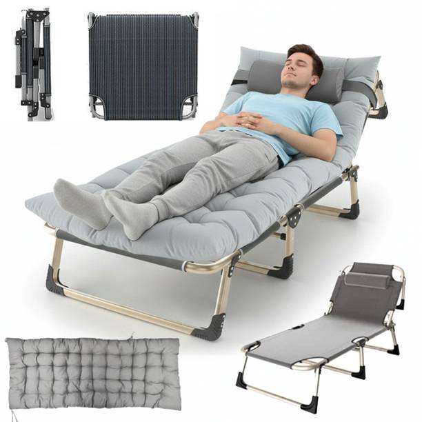metreno 5 in 1 Folding camping Bed for Sleeping Portable Sofa Cum Bed with Cushion Metal Single NA Bed, 188 cm x 67 cm (6.17 ft x 2.2 ft)