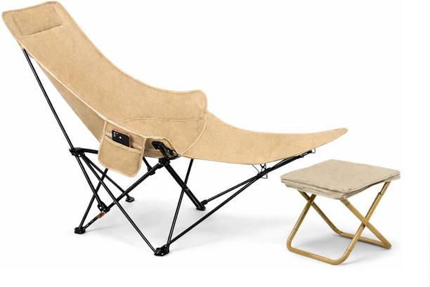 SPIRITUAL HOUSE Camping Chair with Footrest Solid Wood Outdoor Chair