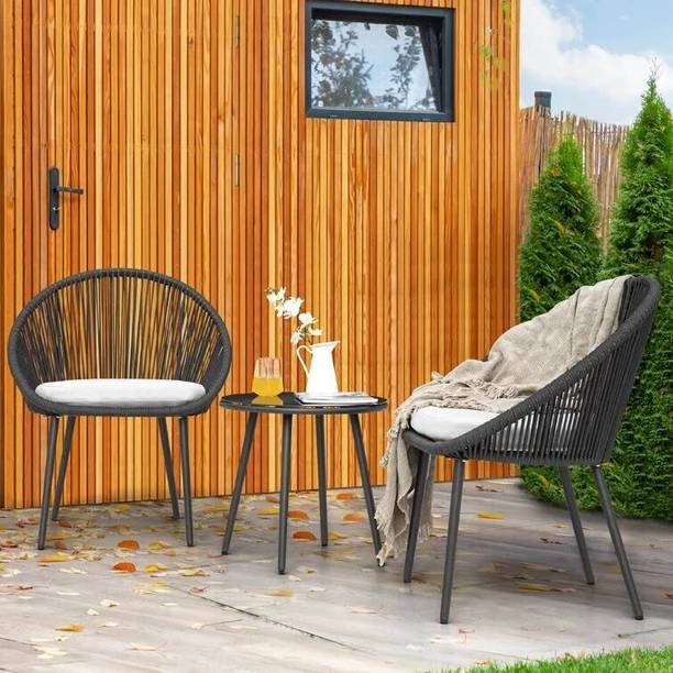 Jiomee Furniture Outdoor-Indoor Rattan Outdoor Patio Coffee Chair & Table Set Metal Outdoor Chair