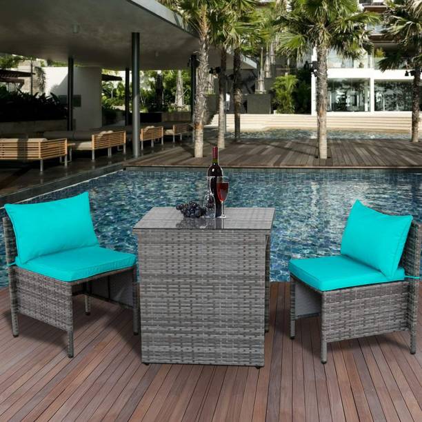 Jiomee Furniture Outdoor-Indoor Rattan Wicker Patio Conversation Set without Glass Metal Outdoor Chair