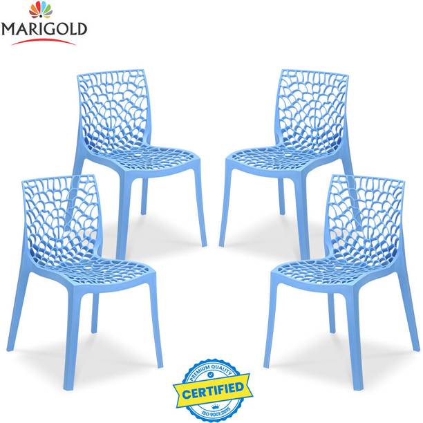 Marigold Wave Stylish Heavy Duty | Stackable | Armless | for Garden and cafeteria Plastic Cafeteria Chair